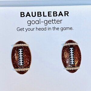 BaubleBar Football Pave Brown Bling Glittery Earrings NEW In Box
